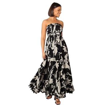 Imagem de Petal & Pup Vestido longo feminino Angelique sem alças, Floral preto, PP