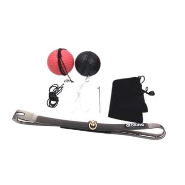 Imagem de Dynwave Bola de reflexo de boxe, bola de reflexo em corda, bola de luta de reflexo de prática de socos para agilidade de treino, Bola Vermelha E Preta
