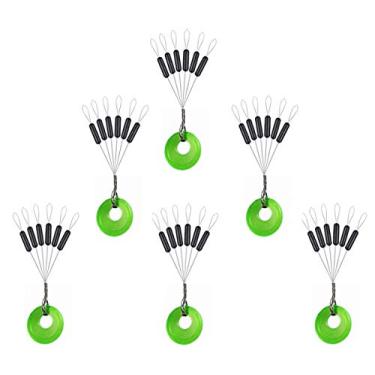 Imagem de Mimilure Rolha de boia de pesca de borracha, batentes de sinker 6 em 1, cilindro oval preto laranja e colorido, parada flutuante L M S disponível (preto e cilindro, S-150 peças)