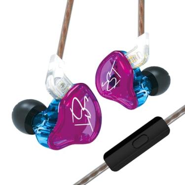 Imagem de FEDAI Fones de ouvido intra-auriculares KZ ZST IEM, fones de ouvido com fio HiFi com driver duplo híbrido 1BA 1DD de alta fidelidade para músicos, cabo removível para fones de ouvido de jogos (roxo