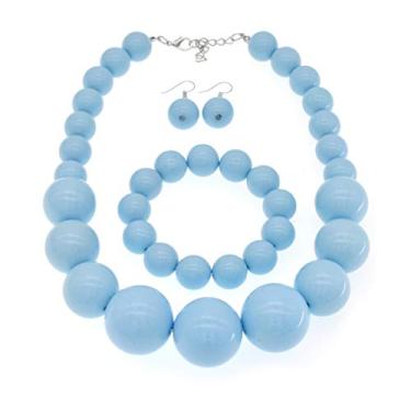 Imagem de CIOOU Colar grande de pérolas falsas para mulheres, conjunto de colar e brincos de pérolas grossas dos anos 1920, conjunto de bijuterias de fantasia, festa de formatura, casamento, X-Large, Zinco,