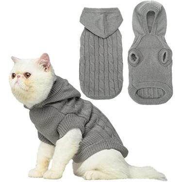 Imagem de PUPTECK Casaco de inverno para cães e gatos – Roupas macias para clima frio e tricô para gatinhos e cães pequenos, ambientes internos e externos, tricotada clássica para cachorros, gatinhos, meninas,