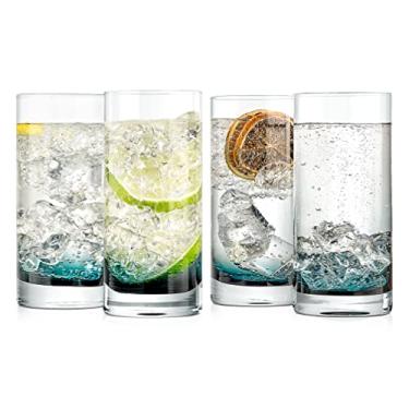 Imagem de NutriChef Copos altos de 354 g - Conjunto de 4 copos altos de base pesada para água, vinho, cerveja, licor, gim, coquetel, uísque, suco, café gelado, bebidas mistas, pode ser lavado na lava-louças