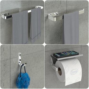 Imagem de Kit Acessórios Para Banheiro Inox e Cromado 4 Peças MAX - CromoShop