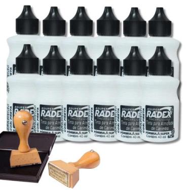 Imagem de 12 Tinta Almofada Para Carimbo Preta 40ml Alto Rendimento - Kit 12 Tin