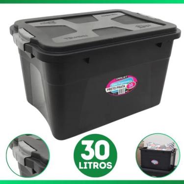 Imagem de Caixa Organizadora Container 30 Litros C/ Tampa e Trava Preta - Uninje