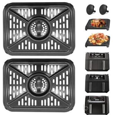Imagem de Frigideira Air Fryer Grill para Ninja Foodi DZ401 DZ550 10QT DualZone Air Fryers, Substituição Air Fryer Placa Crisper Plate Grill Plate Acessórios com amortecedores de borracha, lavável na