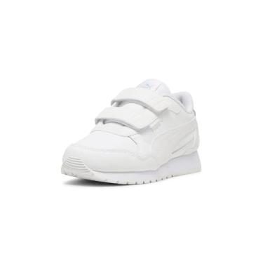 Imagem de PUMA Tênis infantil unissex St Runner Hook and Loop, Puma Branco-frio cinza claro, 11.5 Little Kid