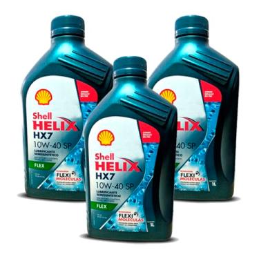 Imagem de Kit Troca 3 L Oleo Motor Sae 10w40 Shell Helix Hx7 Api Sp Semi-Sintetico