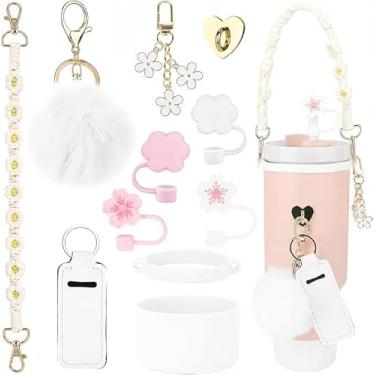 Imagem de Pasonly 11 peças de acessórios para copo Stanley Cup 40oz/30oz com alça, incluindo alça de garrafa de água, pingentes de chaveiro, suporte de chapstick, bota, tampa de silicone