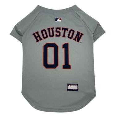 Imagem de Pets First Camiseta oficial MLB Houston Astros Road para cães e gatos na cor do time. Material elástico confortável, tamanho grande - Camisa de beisebol para cães elegante para seu fã peludo