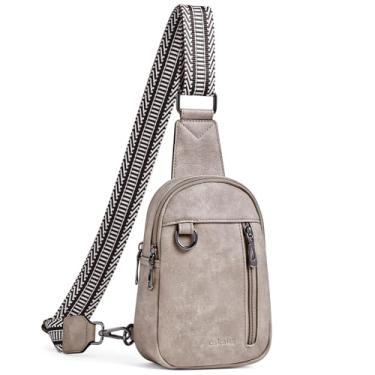 Imagem de cakang Bolsa tiracolo pequena 3L para mulheres, bolsa tiracolo de couro moderna, pochete transversal para o peito para viagens, Cinza, Tendência