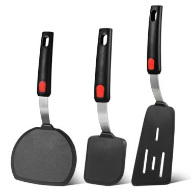 Imagem de Conjunto de utensílios de cozinha de silicone: pacote com 3 espátulas de silicone para cozinhar, espátula de silicone, espátula de cozinha resistente ao calor para panelas antiaderentes, frigideira