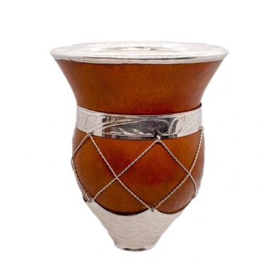 Imagem de Cuia de chimarrao fama aranha c/ bocal ouro E prata 120 ara-s/pe