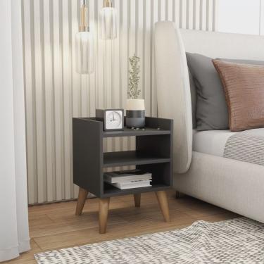 Imagem de Mesa de Cabeceira Retrô Pés Palito de Madeira Mesinha Lateral Várias Cores