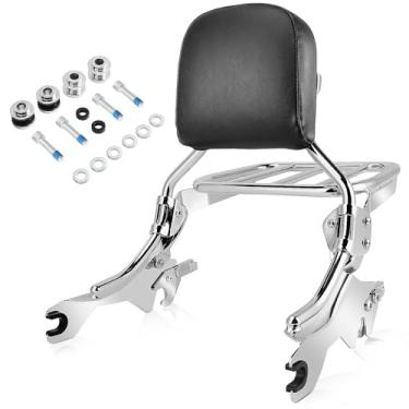 Imagem de kekykm Softial Holdfast Sissy Bar vertical para Harley Fat Bob FXFB FXFBS 2018-2023, kit de ferragens de encaixe para bagagens esportivas cromadas