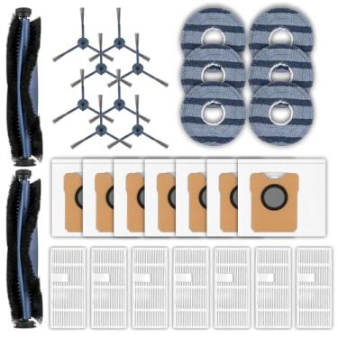 Imagem de (Pacote com 30) Peças de substituição Omni C20 compatíveis com aspirador de pó Omni Robot Eufy C20, 2 escovas de rolo, 8 escovas laterais, 7 filtros HEPA, 7 sacos de poeira, 6 almofadas de esfregão