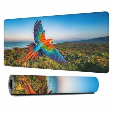 Imagem de Y YIHANGBEST Beautiful Arara, mesa completa, mouse pad azul céu verde árvores natural grande gaming mousepad para teclado PC, casa, escritório 35,4 x 15,17 cm