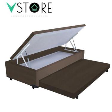 Imagem de Cama Box Baú Solteiro 3 em 1 Auxiliar Bicama 88x188x44cm Várias Cores 
