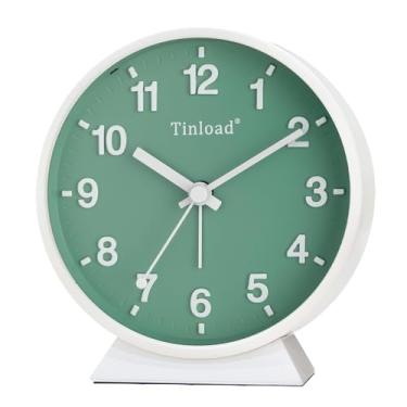 Imagem de Despertador analógico, relógio pequeno super silencioso de 11,4 cm sem tique-taque com luz manual, operado por bateria, soneca, estilo antiquado, decoração ideal, para quarto, cabeceira, mesa, adulto