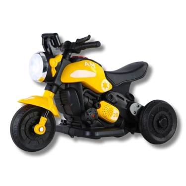 Imagem de Mini Moto Elétrica Infantil Esportiva - Motinha Triciclo com Som e Luz com Bateria Recarregável - Bivolt - Suporta até 30Kg (Amarelo)