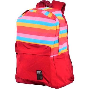 Imagem de Mochila Juvenil Colorida Listrada Escola Passeio Cor:Vinho - Gxm