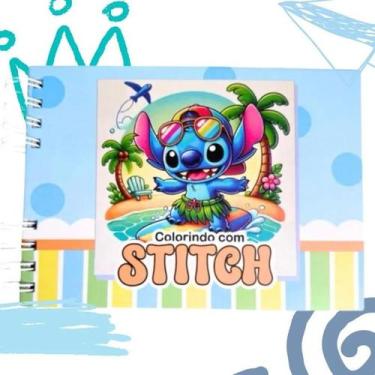 Imagem de Livro de Colorir Stitch 50 Folhas Caderno de Desenho Capa Dura Cor Azu