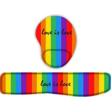 Imagem de Kit Mouse Pad E Apoio Teclado Ergonômico - Lgbt Arco-íris - Estampado