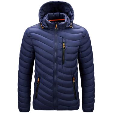 Imagem de Jaqueta Masculina De Ajuste Regular Jaqueta Masculina De Cor Sólida Quente Engrossar Jaqueta Masculina à Prova De Vento Tendência Moda Casual Masculina Jaqueta Acolchoada Co, C-Blue1, M