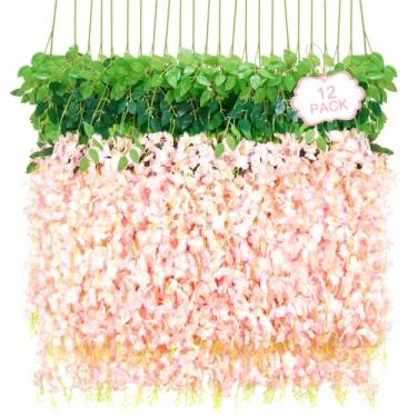 Imagem de Siyaluens Flores falsas para pendurar glicínias (12 peças, rosa)