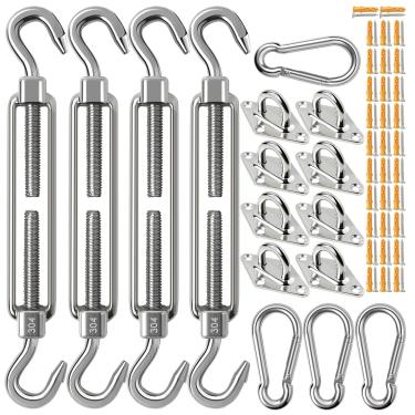 Imagem de SUNXIZ Kit De Acessórios Para Toldo 80 Peças, Triângulo Retângulo 6" Em Aço Inoxidável 304, Resistente, Antiferrugem, Fixação, Instalação, Conjunto Fixação Toldo, Jardim E Áreas Externas