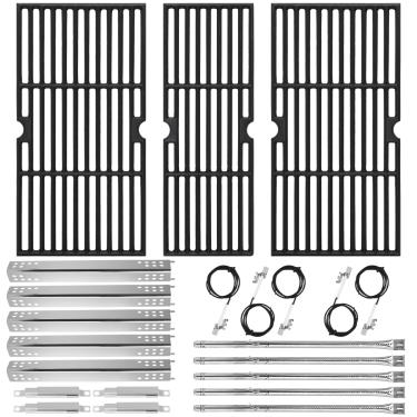 Imagem de Peças de reposição para churrasqueira Charbroil Performance 5 Burner 463347519 463275517 463347518 45.7 cm placas térmicas para Char-Broil 4463243519 463373019 463243518 4633518 37331 Kit de 9 peças