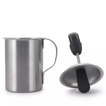 Imagem de EatingBiting Conjunto prático de panela e escova para churrasco ao ar livre, ferramentas de churrasqueira, escova lubrificadora integrada