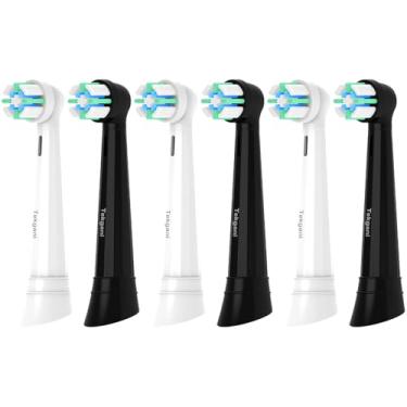 Imagem de Tekgani Cabeças de substituição de escova de dentes compatíveis com escova de dentes elétrica Oral B iO, para refil de cabeça de escova de dentes iO 2 3 4 5 6 7 8 9 10 séries, pacote com 6 preto