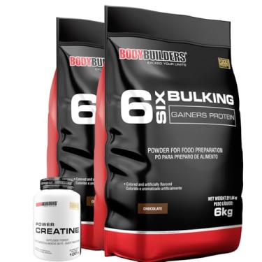 Imagem de Kit 2x Hipercalórico Six Bulking 6kg + Power Creatina 100g - Bodybuilders (Médio, Chocolate)