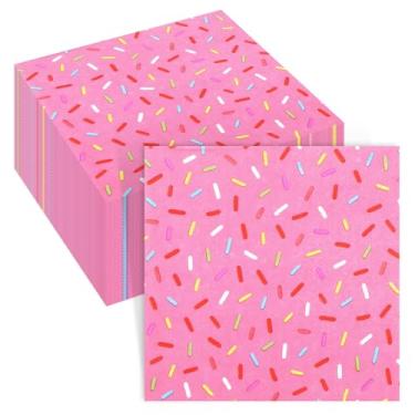 Imagem de Weekgrat 100 guardanapos de papel descartáveis de 2 camadas para chá de bebê, festa de aniversário, decoração de mesa, suprimentos (rosa, rosquinha)