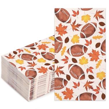 Imagem de WRAPAHOLIC 50 guardanapos para convidados de outono - 3 folhas de bordo e guardanapos de papel descartáveis de futebol para outono, artigos de festa de ação de graças - 11 x 19 cm
