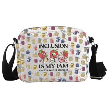 Imagem de WCGXKO Inclusion is my JAM Bolsa tiracolo conscientização autismo presente morango educação especial professor merch, Inclusion Jam Cro-s