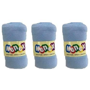 Imagem de Kit Com 3 Mantas Infantil 90x1,10 Macia Azul - Nenex