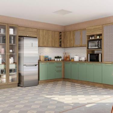 Imagem de Cozinha Completa de Canto com Cristaleira 19 portas 5 Gavetas Botanic 