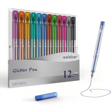 Imagem de Welebar Conjunto de canetas de gel com glitter compatível com Cricut Maker 3/Maker 4/Maker/Explore 3/Explore 4/Air 2/Air, conjunto de 12 canetas de ponta média, escrita, desenho, convites, cartões