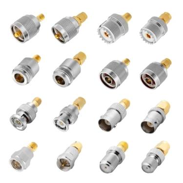 Imagem de Anina Kit adaptador coaxial RF 16 peças UHF/BNC/N/F para SMA conectores macho/fêmea para rádio amador, antena, CCTV, WiFi, GPS, equipamento de teste