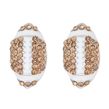 Imagem de Brincos femininos de bola esportiva de cristal de vôlei, futebol, basquete, beisebol, rúgbi, joias esportivas delicadas, ideais para o dia de jogo para fãs de esportes, acessórios de espírito de