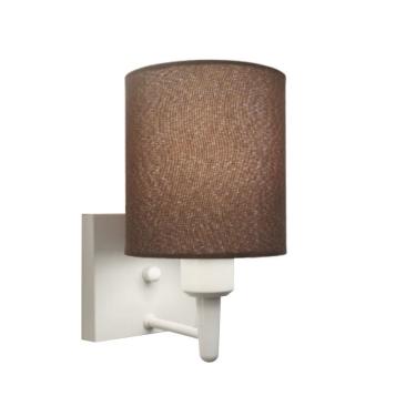 Imagem de Arandela Quadrada Md-2033 Branco Cúpula em Tecido Cilíndrica Café - Bivolt