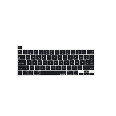 Imagem de XSKN Capa de teclado de silicone preta em língua alemã para modelos Touch Bar 2019 MacBook Pro 16 polegadas A2141 2020 MacBook Pro 13,3 polegadas A2251 A2289 A2338 M1 Teclado Versão Comum dos EUA e UE