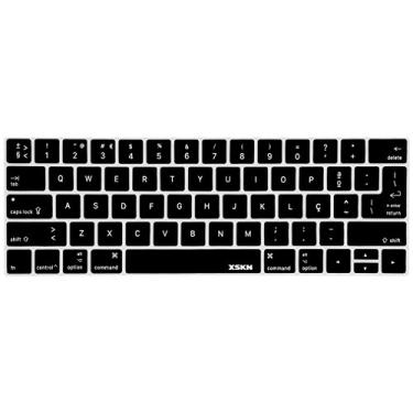Imagem de XSKN Capa de teclado em idioma português para 2016 Touch Bar MacBook Pro 13 (A2159 A1989 A1706) e MacBook Pro 15 (A1990 A1707), presente protetor de barra de toque, layout US EU (preto)