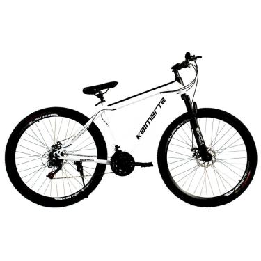 Imagem de Bicicleta Aro 29 Bike 21 Vel Marchas Everest Freio a Disco Quadro Alumínio Leve Resistente Cor Branco/Preto - WCT FITNESS