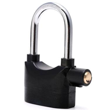Imagem de Cadeado Com Alarme Sirene Grande Trava Anti Furto Segurança 110db Som Alto