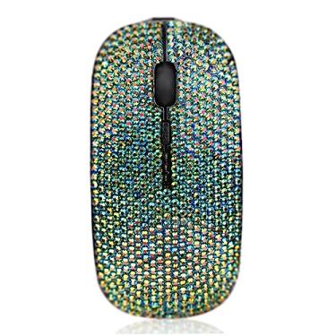 Imagem de Mouse luxuoso sem fio recarregável com strass de cristal austríaco, mouse plano fino para laptop, PC, presente de menina - AB preto