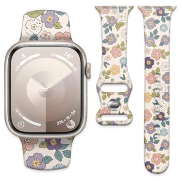 Imagem de Pulseira de silicone macio de 38 mm, 40 mm, 41 mm e 42 mm, pulseira de substituição com fecho clássico para Apple Watch Series SE 10, 9, 8, 7, 6, 5 e Utral (rosa roxo)